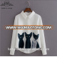 2017 Autumn Long Sleeve Three Cats Collared Fashion Ladies Chiffon Blouse