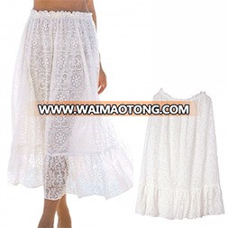 Fashion Women Sexy See-Through Lace Pleated Skirt