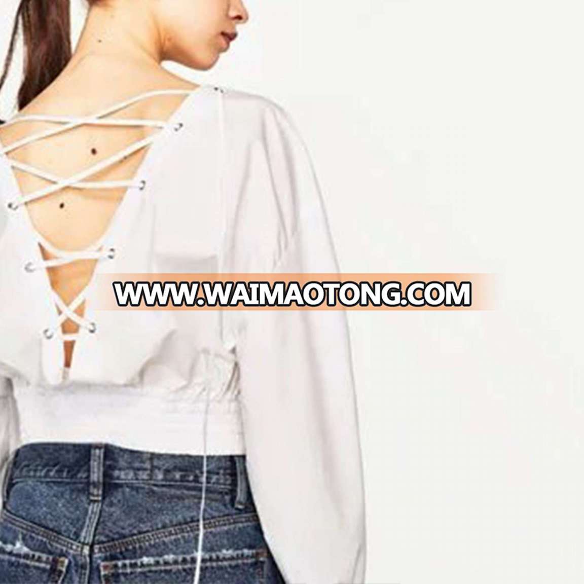 Fashion Women Batwing Sleeve Backless Bandage T-Shirt Clothes Blouse