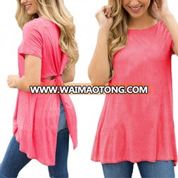 Fashion Women Leisure Casual Back Cross T-Shirt Clothes Blouse