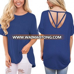 Fashion Women Leisure Casual Backless T-Shirt Clothes Blouse