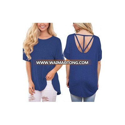 Fashion Women Leisure Casual Backless T-Shirt Clothes Blouse