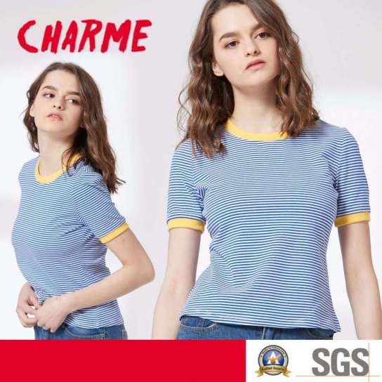 Ladies Fashion Leisure Stripe Preppy T-Shirt