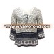 New Collection 100% Rayon Ladies Elegant Cocktail Party Long Sleeve Lace Up Front Back Pattern Crochet Lace Printed Top Blouse