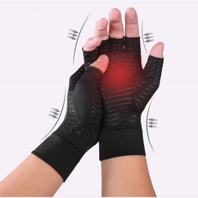 Antibacterial Cupric Ion Infused Hand Gloves Fingerless Compression Fit Arthritis Copper Glove